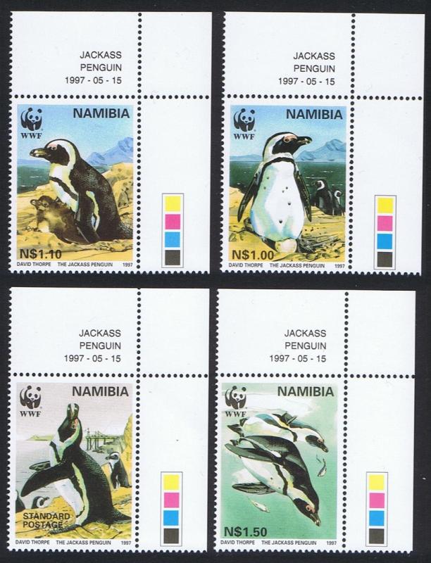 Namibia WWF Jackass Penguin 4v Upper Right Corners with Date SG#713/16 SC#821-24