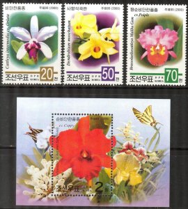 Korea 2000 Flowers Orchids Set of 3 + S/S MNH