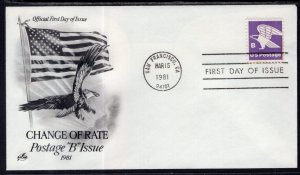 US 1818 B Eagle Artcraft U/A FDC