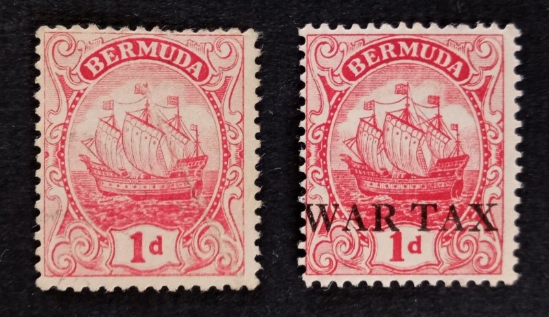 Bermuda 1910 caravel stamps unused, slightly bended  condition as seen