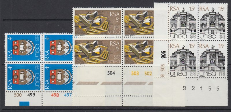 South Africa, Scott 389-391, MNH blocks of four