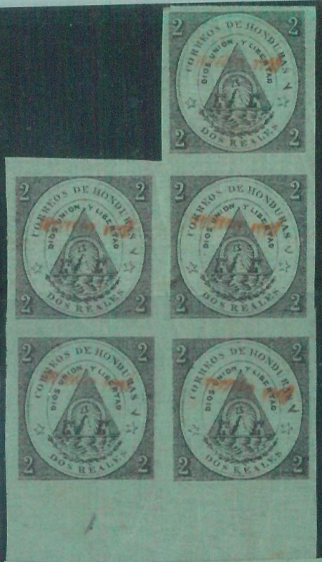 88711 - HONDURAS -  STAMP  -  Yvert # 9  BORDER Block of 5 - MINT MNH