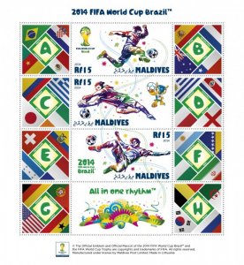 MALDIVES - 2014 - Football World Cup - Perf 3v Sheet #1 - Mint Never Hinged