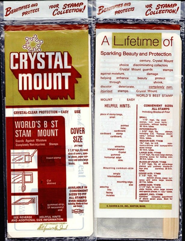 CRYSTAL MOUNT H.E. HARRIS LARGE COVER SIZE  SEALED PACKAGE