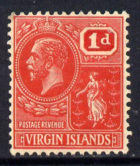British Virgin Islands 1922-28 KG5 Script CA 1d scarlet m...