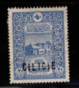 Cilicia Scott 35 used light cancel at left overprint on Turkish stamp