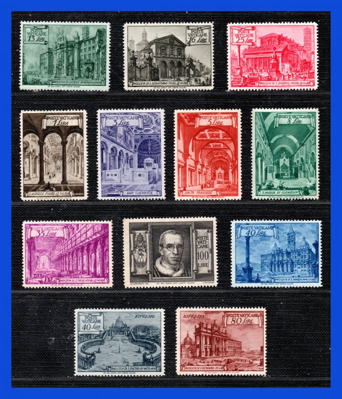 1949 - Vaticano - Scott n 122 / 131 + E 11 / E 12 - MNH - G. lujo - VA- 55 - 02