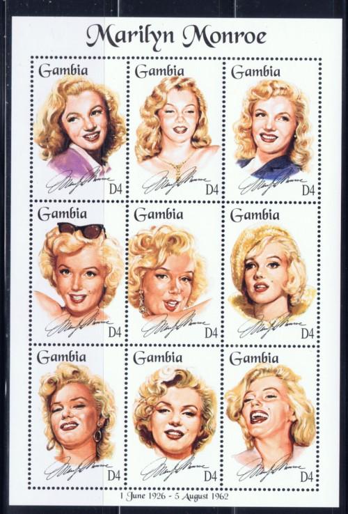 Gambia 1601 NH 1995 Marilyn Monroe Sheet 