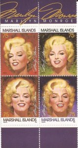 Marshall Islands - 1995 Marilyn Monroe - 4 Stamp Block #592 - 13P-043