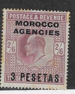 Great Britain Offices in Morocco #43(b) 3pi on 2sh/6p   (M) CV $24.00