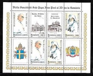 ROMANIA Sc 4299 NH SOUVENIR SHEET OF 1999 - POPE JOHN PAUL II