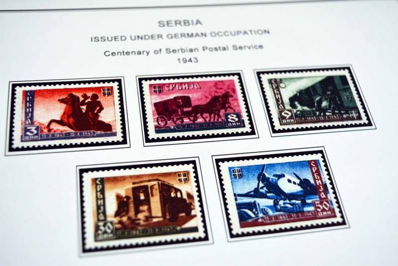 COLOR PRINTED OCCUPIED SERBIA +  YUGOSLAVIA 1941-1945 STAMP ALBUM PAGES (23 pgs)