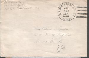 USA 1945 stampless env US ARMY POSTAL SERVICE APO782 canc