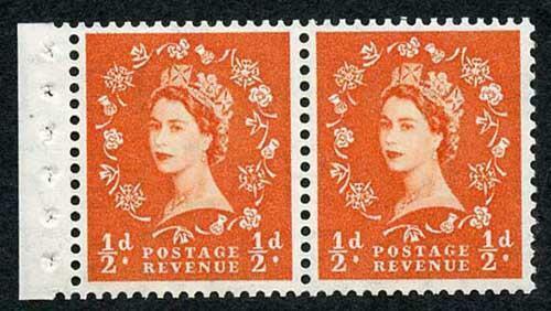 SB3 1/2d Wmk Tudor Perf E Booklet Pane of 2 U/M