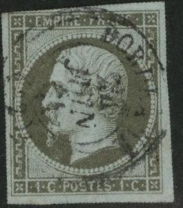 FRANCE Scott 12  Imperforate Napoleon 1860  Circular date cancel CV $80