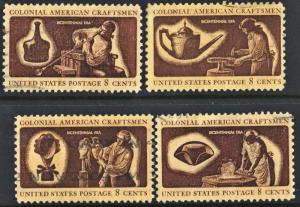 SC#1456-59 8¢ Colonial Craftsmen Singles (1972) Used