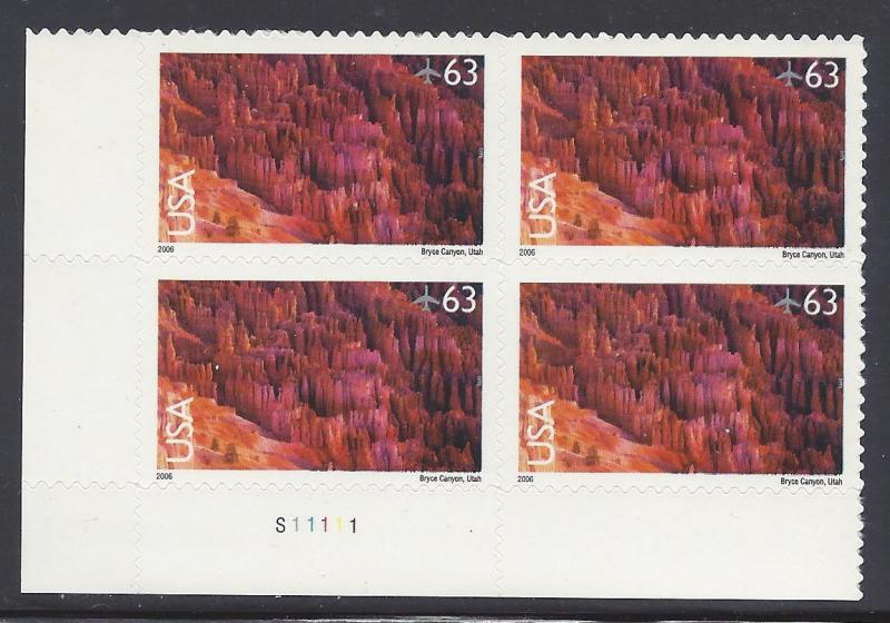 C139 Air mail Plate block 63cent Bryce Canyon National Park NP