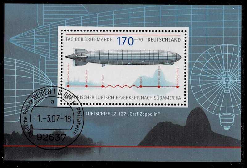 Germany 2007,Sc.#B988 used souvenir sheet, Zeppelin