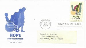 1969 FDC, #1385, 6c Hope for the Crippled, Maxi Cover