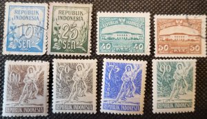 Indonesia, 1951-53, Numerals, post offices & Mythological Heroes, SCV$2.00
