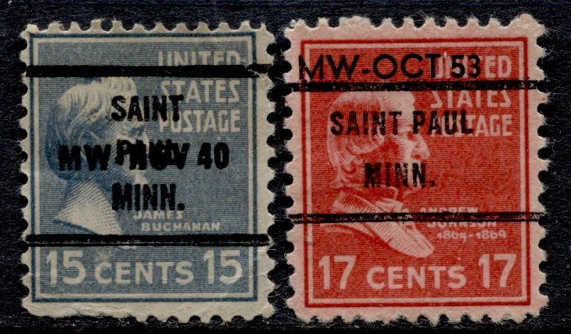 US Stamps #820, 822 USED PRE-CANCELS