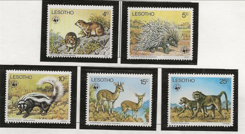 LESOTHO Sc 228-32 NH issue of 1977 - ANIMALS