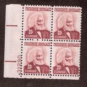 US #1290 Plate Block, Mint, NH Frederick Douglass