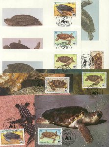 Anguilla 8 FDC/cards WWF/Turtles 1983