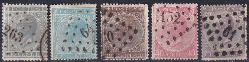 Belgium #18-22   F-VF Used   CV $132.75  (Z7124)