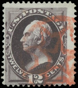 US SCOTT #162, Used, Red SCARCE NYFM STAR in STAR FANCY CANCEL, Weiss ST-MP3