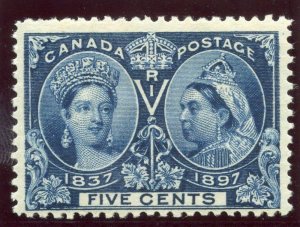 Canada 1897 QV Jubilee 5c deep blue MLH. SG 128. Sc 54.