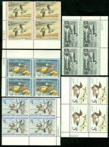 EDW1949SELL : USA 1972-76. Scott #RW39-43 VF, MNH set of Plate Blocks. Cat $425.