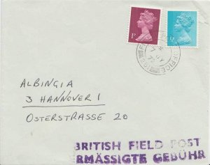 Great Britain 1/2p and 1p QEII Machin 1972 Field Post Office, 251 to Hannover...