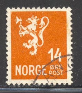 Norway Scott 168 Used H - 1937 14o Lion Rampant, 2nd Redrawing - SCV $5.00