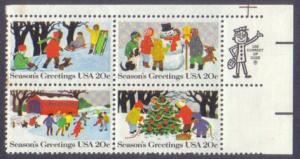 USA 1982 20c Christmas Zip Code Joined B4 MNH