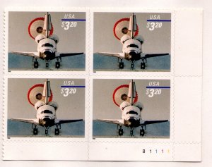 3261 $3.20 Space Shuttle B1111 LR Plate Block