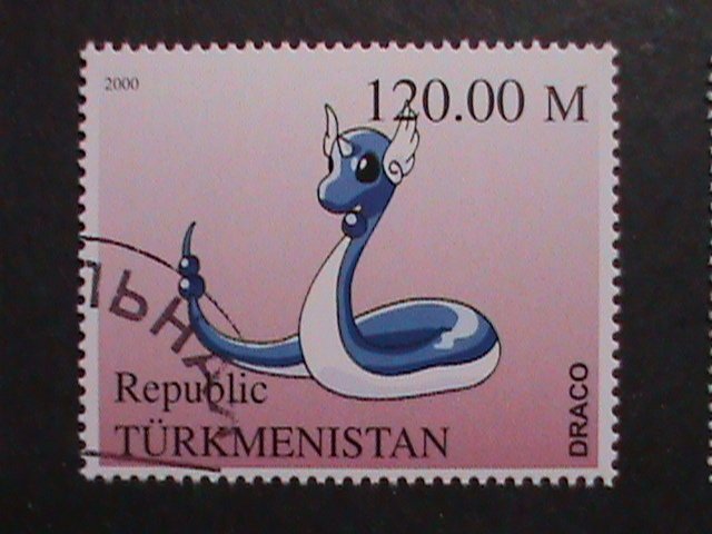 ​TURKMENISTAN -2000 LOVELY FAMPOUS POKEMON CTO FANCY POSTAL CANCEL VERY FINE