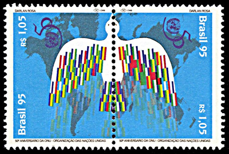 Brazil 2561a, MNH, 50th Anniversary of United Nations, se-tenant pair