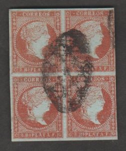 Cuba Scott #4 Stamp - Used Block of 4