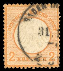 Germany #8 Cat$165, 1872 2kr orange, used