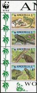 Anguilla 968a-968d strip, MNH. Michel 988-991. WWF-1997. Iguana.