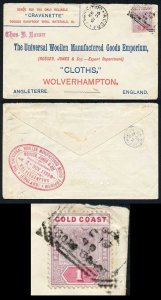 Gold Coast SG27 1899 1d Rosser cover to Wolverhampton