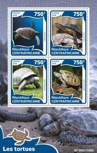 CENTRAFRICAINE 2016 SHEET TURTLES MARINE LIFE REPTILES