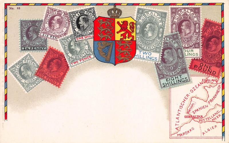 Gibraltar, Stamp Postcard, Published by Ottmar Zieher, Circa 1905-10, Unused