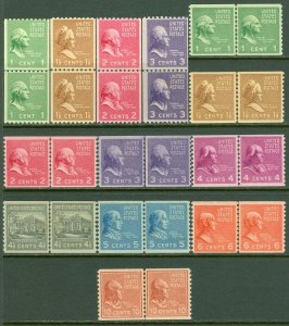 EDW1949SELL : USA 1938-39 Scott #839-51 Line pairs. VF-XF, Mint NH. Cat $140.00.