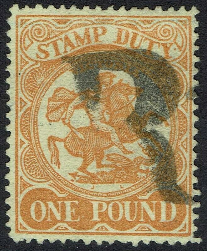 VICTORIA 1884 ST GEORGE & DRAGON STAMP DUTY 1 POUND USED 