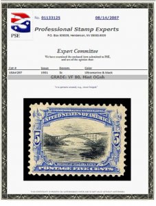 US Scott #297, PSE Graded 80 Cert, VF, Mint, OG, Never Hinged, SMQ $200