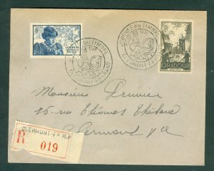 France. 1945 Cover, Reg: Clermont 019. Oradour, Sc#  B195 +Louis XI. Sc#196.