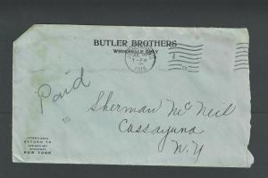 1915 Jersey City NJ Butler Bros Wholesalers W/Invoice Missing Stamp