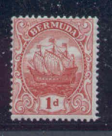 Bermuda-Sc #42-unused,never hinged-1p rose red Caravel-1910-